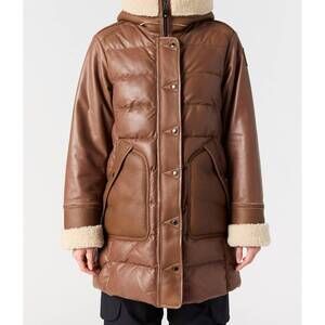 NEW PARAJUMPERS demi special leather coat in clay